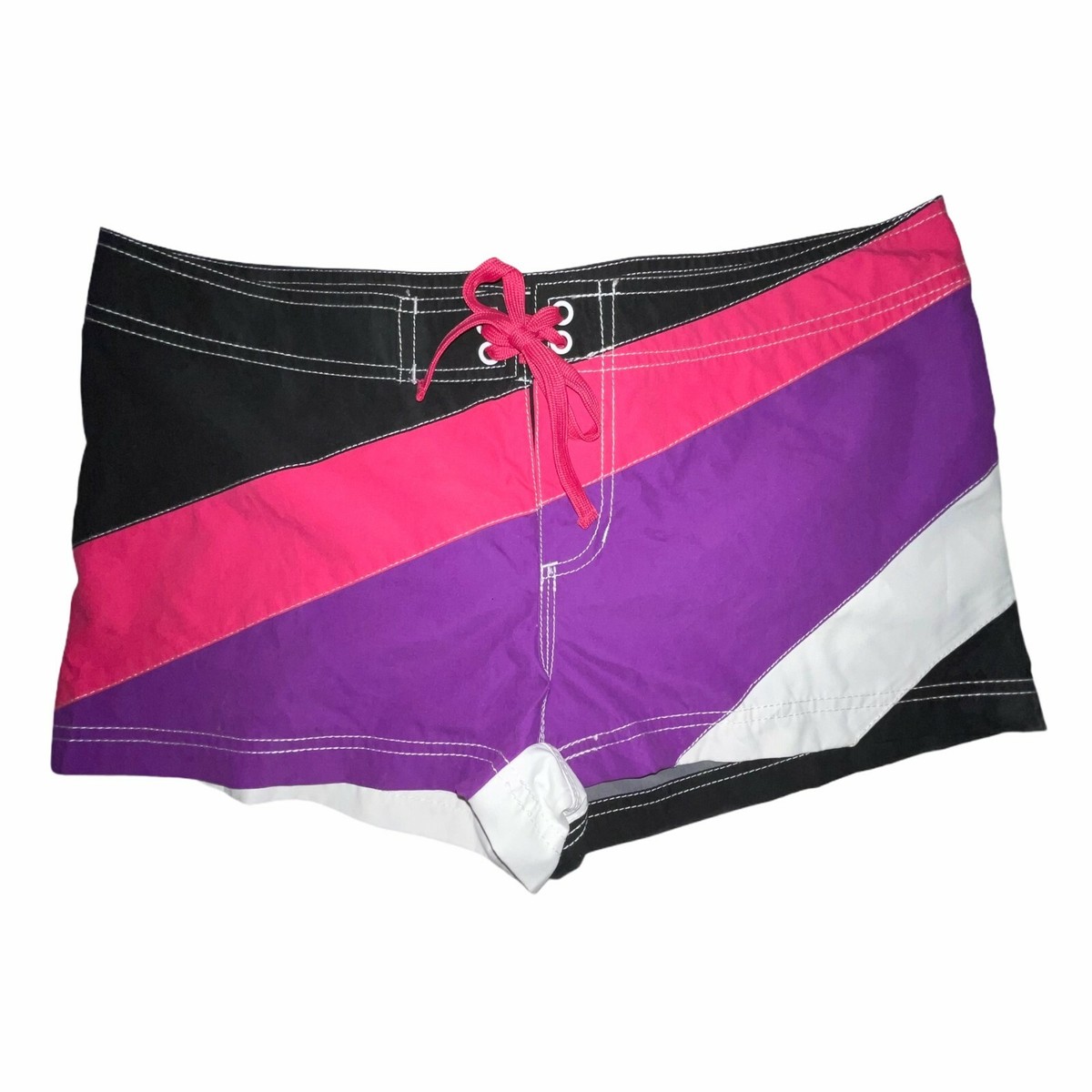 OP Ocean Pacific Rainbow Colorful Patchwork Short Board Shorts Juniors M 7 9