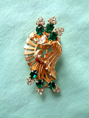 art deco rhinestone brooch