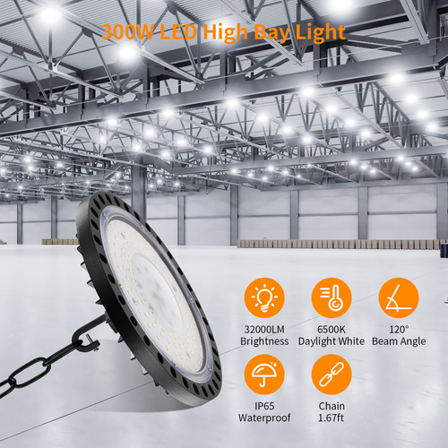 4X UFO LED Hallenbeleuchtung 300W Industrielampe Hallenstrahler Hallenleuchte - Bild 6 von 11