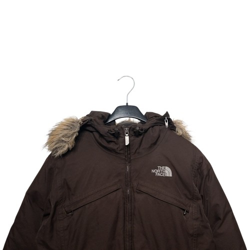 The North Face Brown Fur Trim Hooded Goose Down HyVent Parka Coat - Size M - Picture 9 of 14