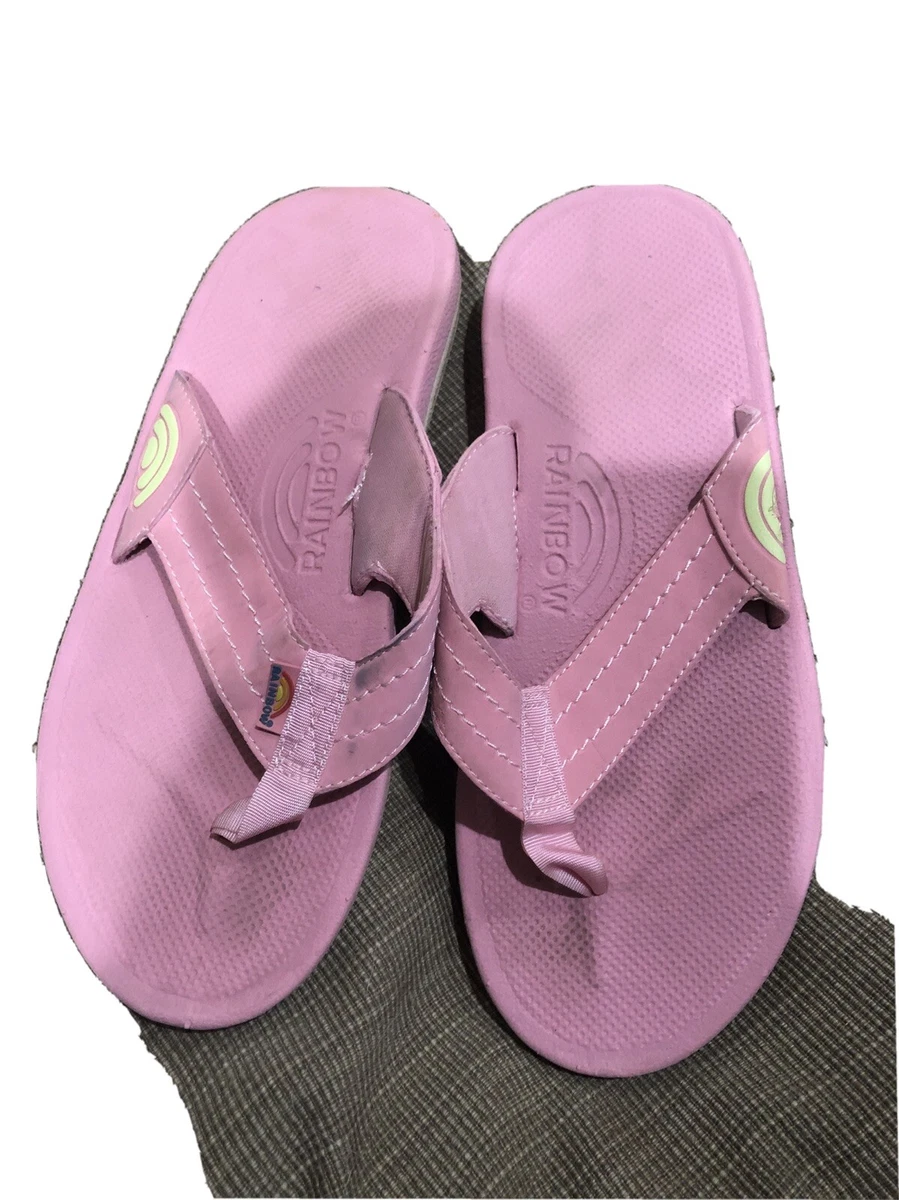 Pink rainbow flip flops hotsell