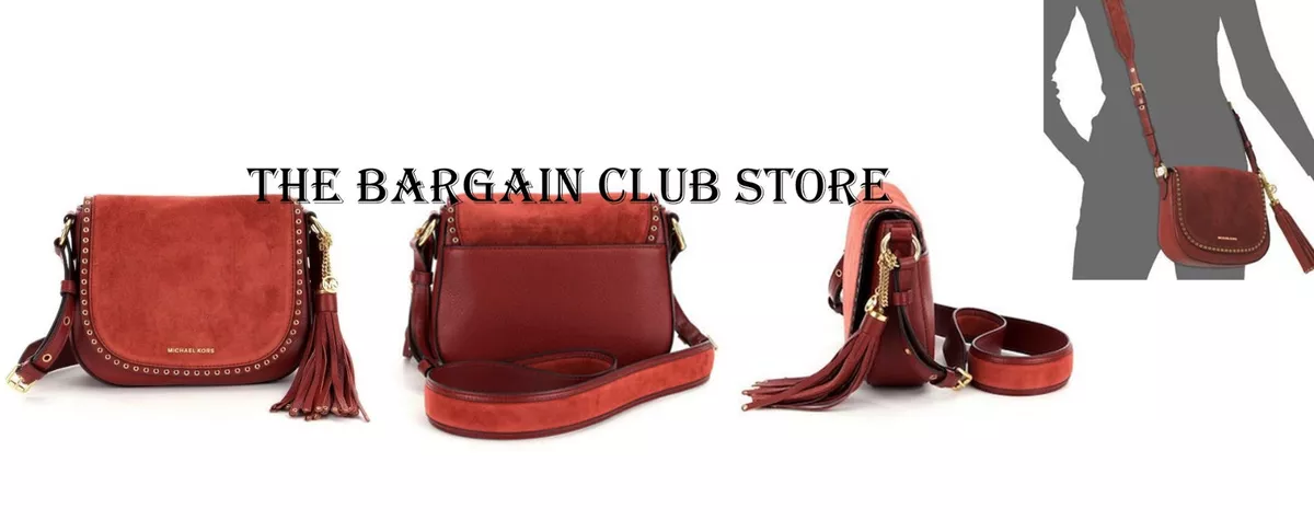 Michael Kors Saddle Bag Brooklyn Medium Leather Suede Grommet Saddle Bags