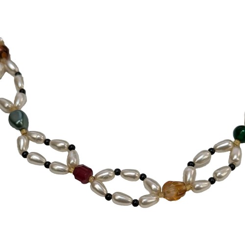 Women's Vintage Freshwater Pearl Necklace Faceted Glass Beads Double Helix 36" - Picture 3 of 11