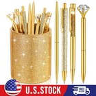 8x Ballpoint Pens with Pen Holder for Desk Glitter Crystal Diamond Pencil Holder