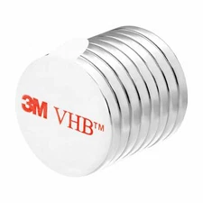 1 x 1/8 Inch Neodymium Rare Earth Disc Magnets N52 with 3M Adhesive (8 Pack)