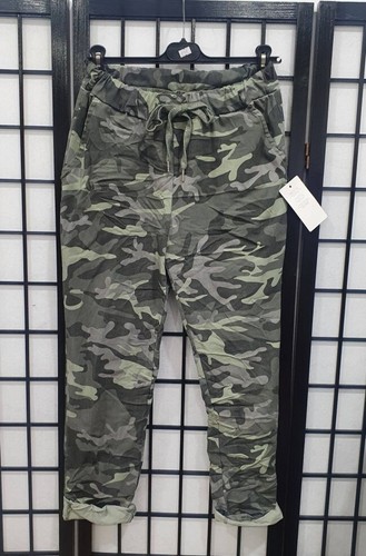 Italienische Lagenlook Camouflage Armee Print Jogginghose Stretch Magic Hose 12-18 - Bild 4 von 16