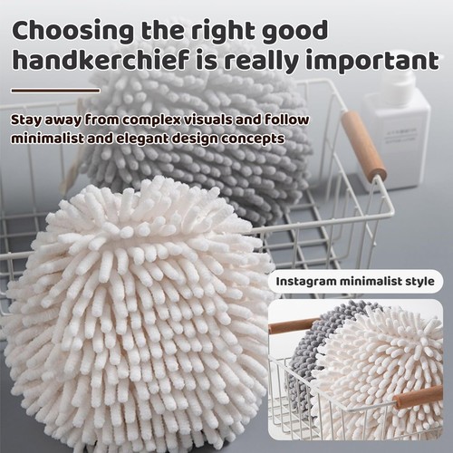 4 Pack Fuzzy Ball Hand Towel Absorbent Chenille Towels for Bathroom-Set Decor... - Picture 6 of 7