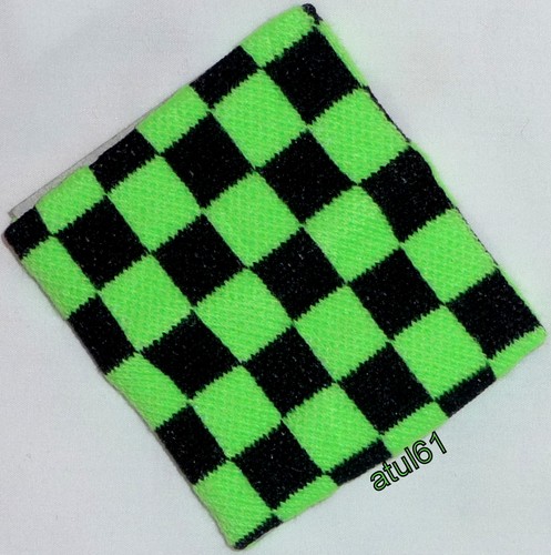 1 Check Checked Wrist Band Colour Hen Party Fancy Dress Sweatband Wristband - Picture 42 of 75