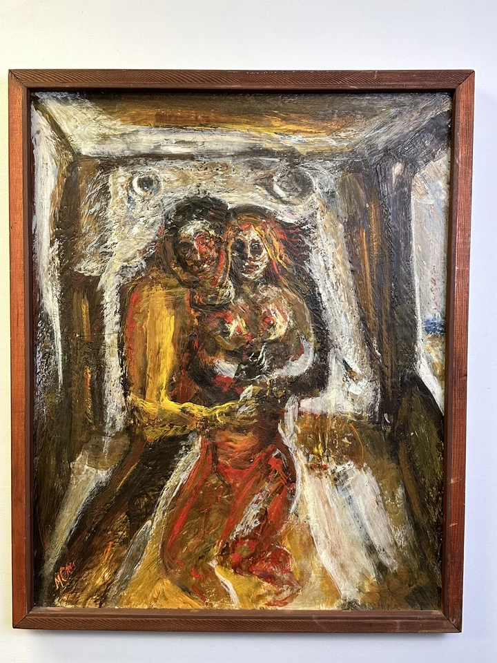 Original Painting Marco Celotti Mid Century Oil On Board “Dance With Cecidia” - Image 3 of 4