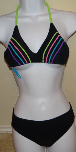 O'RAGEOUS REVERSIBLE halter swim top &circle/black or striped bottoms,7,10,12,14 - Picture 18 of 18