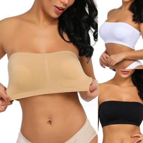 Women Padded Tube Top Bra Seamless Bandeau Strapless Bralette Stretch Intimates - Picture 3 of 10