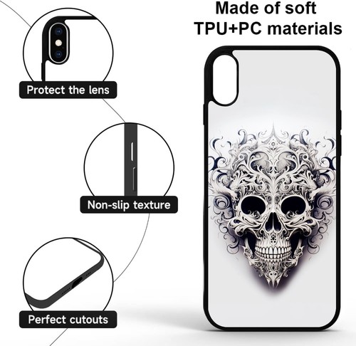Trendy Cover Black screeching skull For Motorola Moto Google Pixel OnePlus - Picture 18 of 25