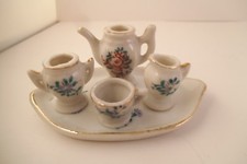 Vintage H Kato Made in Occupied Japan Miniature Tea Set Teapot Tray Flower Roses