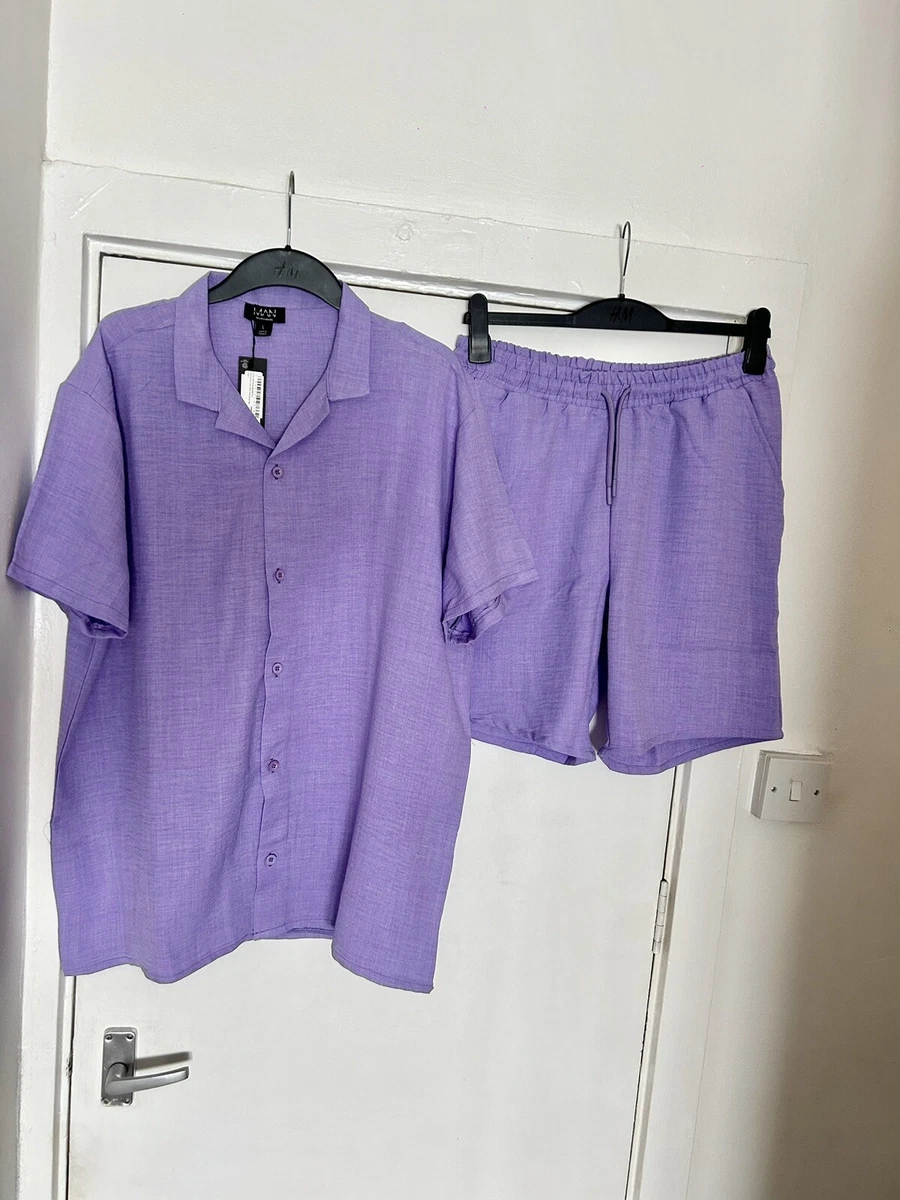 Mens purple deals short sleeve shirt