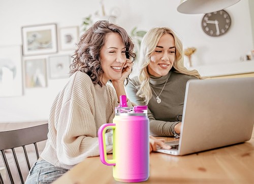 Meoky 32 oz Tumbler with Handle, Stainless Steel Vacuum Insulated Tumbler, Keeps - Picture 7 of 11