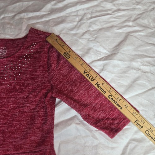 Faded Glory Girls Sz L 10-12 3/4 Sleeve Stripe Polyester Dress Sparkles - Picture 4 of 6