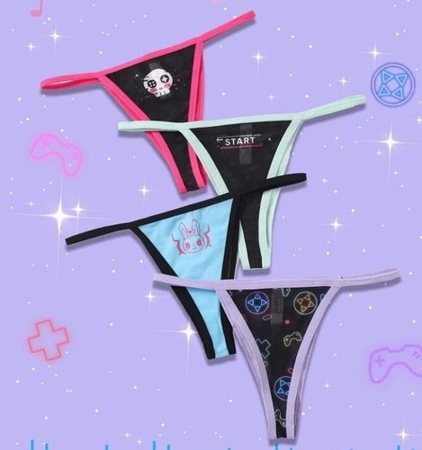 Womens Size 6-8-10-12-14-16 Gamer Gothic Anime Thong Knickers Underwear S M L XL - Picture 29 of 51