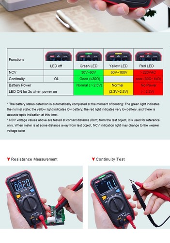 UNI-T Mini Digital multimeter AC DC Voltmeter Resistance NCV Tempreture Tester - Picture 10 of 14