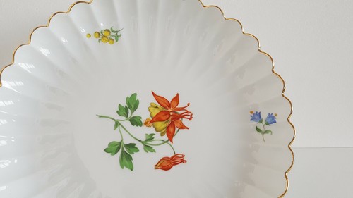 Meissen Fächerschale Schale Bunte Blume/Goldrand 20.Jh. D 28 cm - Bild 3 von 4
