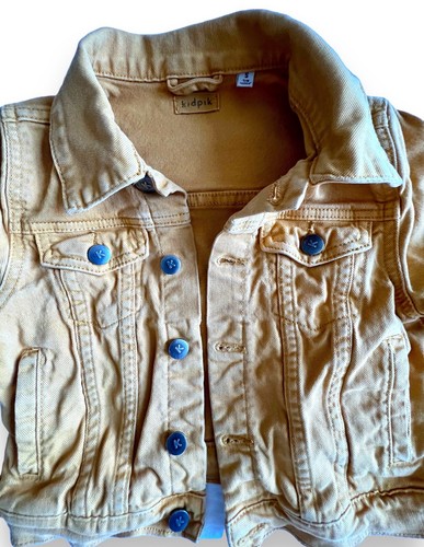 KIDPIK Girl’s Small 7 8 Stretch Denim Mustard Yellow Button Up Jean Jacket Coat - Picture 11 of 24