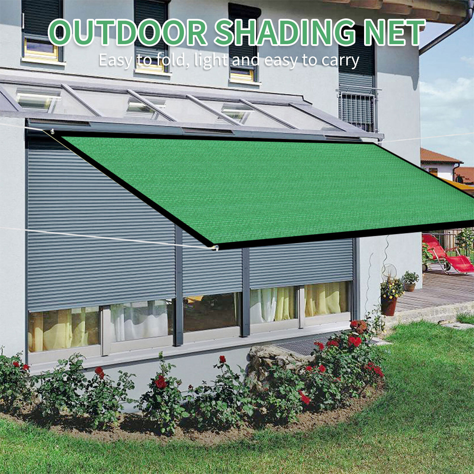 Sunblock Shade Cloth with Grommets Sail Canopy Awning UV Blockage (3x4m