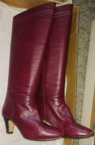 Beautiful Elegant Vintage Etienne Aigner Oxblood Leather Heeled Boots Sz 7.5N - Picture 5 of 10