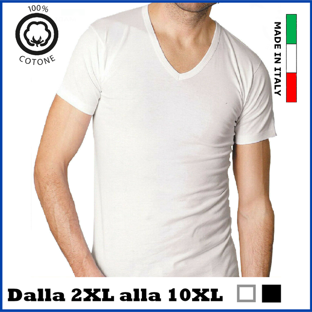 Intimo da uomo taglie forti maglia scollo collo a V in puro cotone Manica corta Intimo da uomo taglie forti maglia scollo collo a V in puro cotone Manica corta