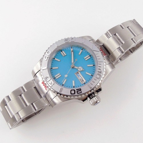 NH36 Sapphire Crystal Men's Automatic Watch Week/Date Blue Dial Oyster Bracelet - Picture 4 of 5