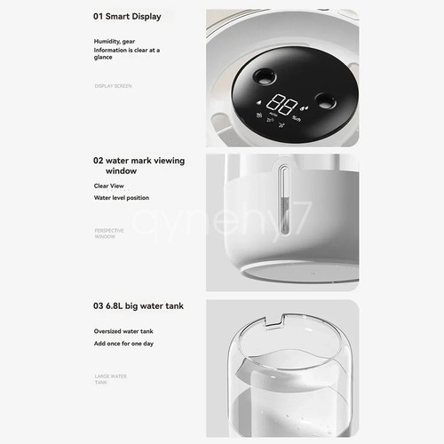 Humidifier for Bedroom 6.8L Large Capacity Living Room Mist Air Humidifier Quiet - Picture 10 of 18