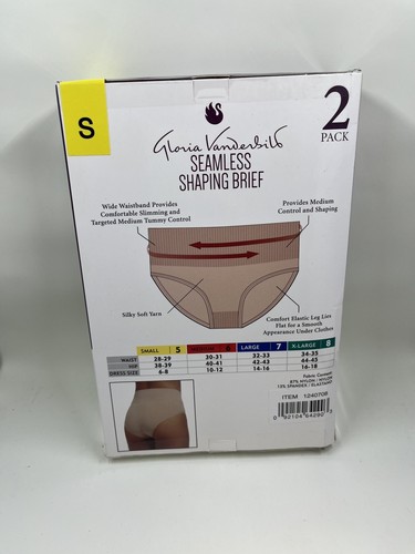 Gloria Vanderbilt Women's Small Underwear 2-Pack Seamless Shaping Brief - Picture 2 of 4