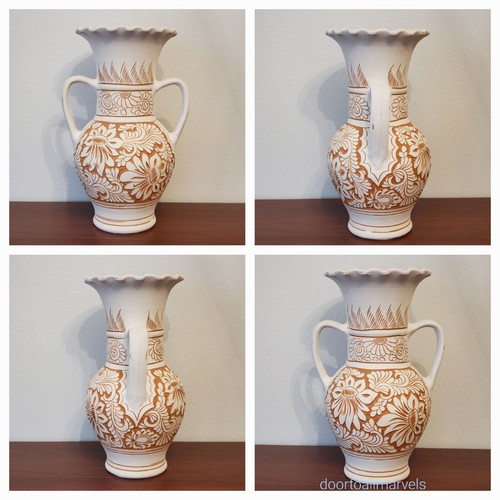 1 VTG KOROND Hand Carved Ceramic Vase Signed Transylvania Pottery Rustic 16" - Picture 4 of 12