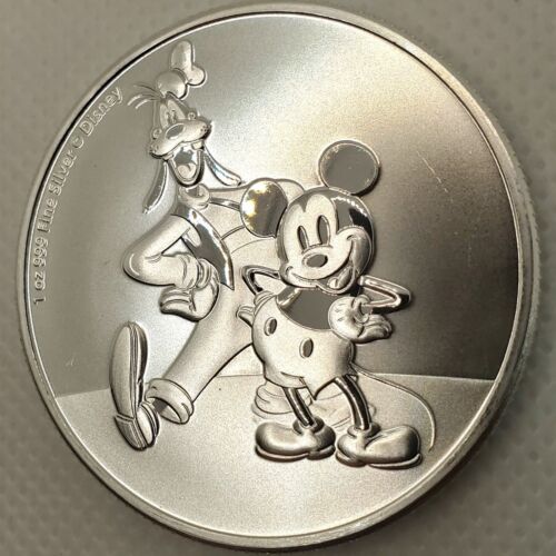 Disney Mickey Mouse & Goofy 2021 1 oz. Moneda de plata 999 de 2 dólares Niue Dog Friend - Imagen 9 de 12