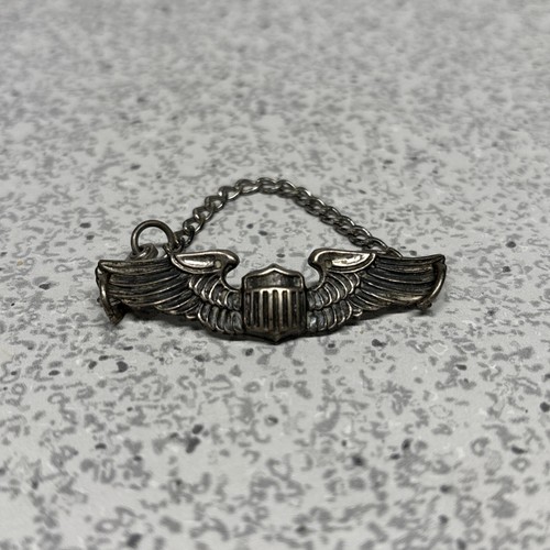 WWII US Air Force Pilot Wing Charm Sterling Silver 2 inches