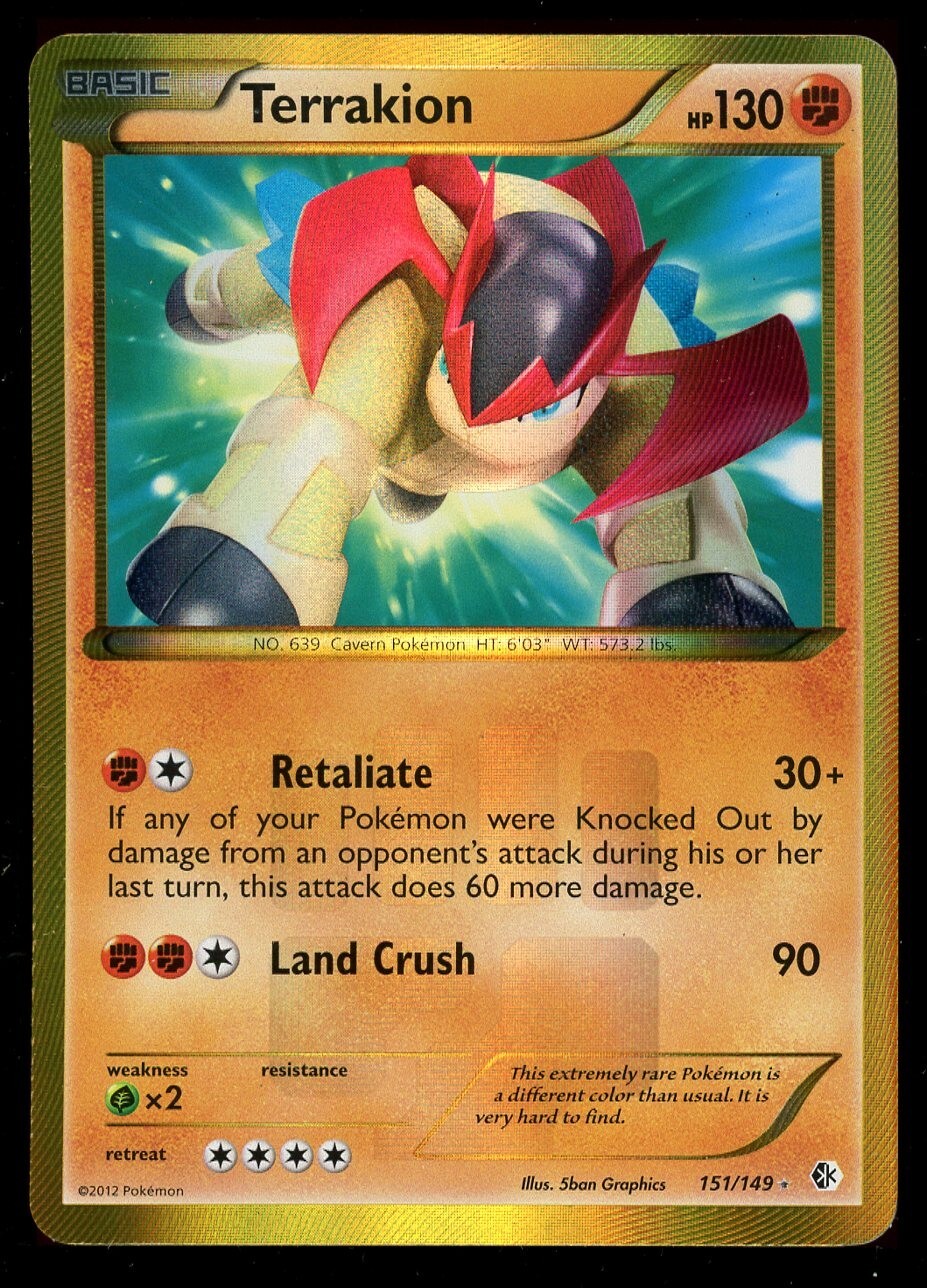 Pokemon Shiny Terrakion 151/149 Black & White Boundaries Crossed Secret Rare LP