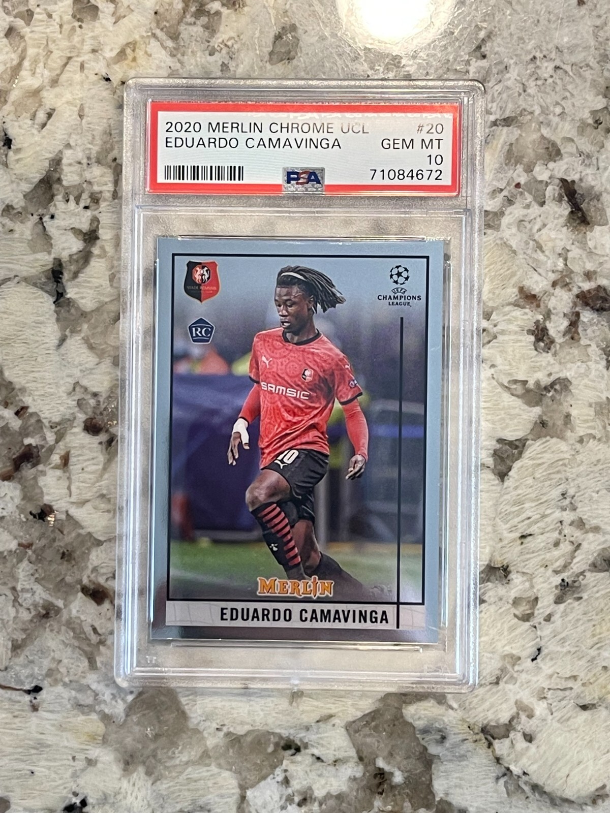 2020/21 Topps Merlin Chrome UCL Eduardo Camavinga RC PSA 10
