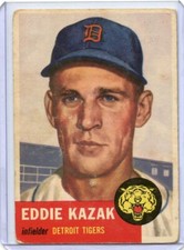 1953 Topps Eddie Kazak Detroit Tigers #194 🚀😳💥 G/G+
