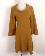 euc CMC Color Me Cotton 100% Cotton Knit Sweater Dress Cowl Neck USA SZ S