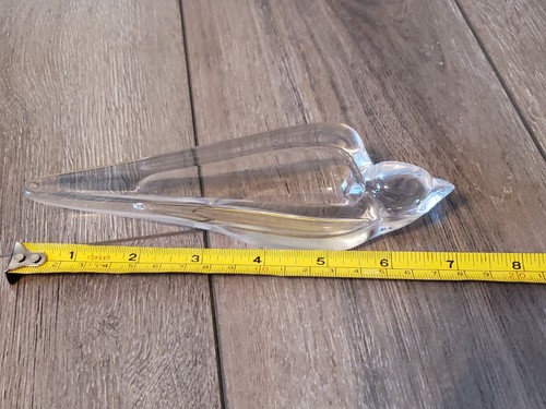 Pair Of Vannes Streamline Crystal Glass Bird Pipe Rest French Art Glass MCM  - Picture 11 of 12