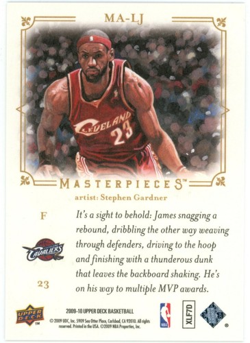 2009-10 Upper Deck Masterpieces LeBron James #MA-LJ - Picture 2 of 2