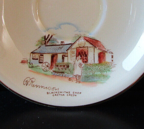 Crown Devon Fielding's R Rennison Blacksmith Shop Gretna Green Cup & Saucer - Picture 5 of 11
