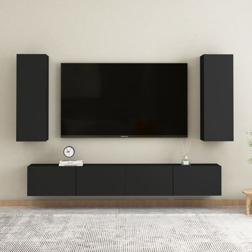 Sideboard TV-Schrank Schwarz 30,5x30x90 TV-Möbel Spanplatte Mediaschrank - Bild 7 von 12
