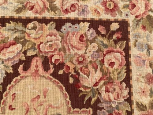 Vintage French Style Aubusson Rug Needlepoint Chain stitch Rug 3x5 ft Free Ship - Picture 5 of 12