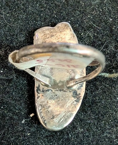 Vintage Womans Sterling Silver w/ flower leaf 1 Shell Pink Mother of Pearl Sz 6 - Picture 4 of 5