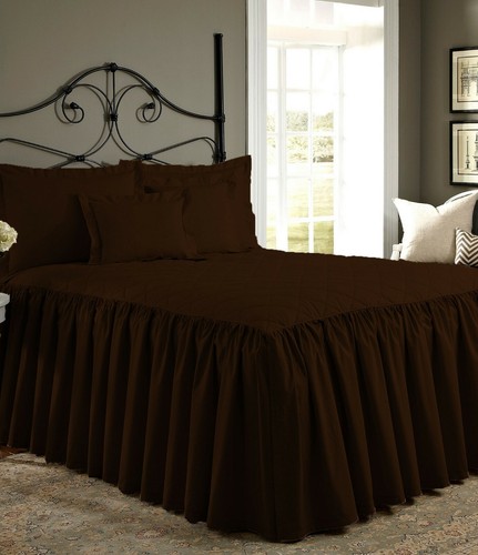 30" Drop Dust Ruffle Quilted Bed Spread with Pillow sham 800 TC Egyptian Cotton - Picture 7 of 27
