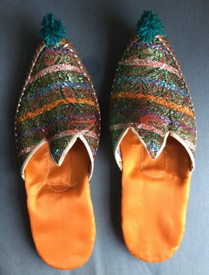 Genie slippers, handmade, leather soles sz