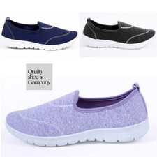 Ladies Womens Slip On Casual  Memory Foam Smart Walking Work Trainers Shoes Size