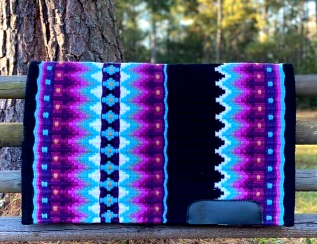 Western Show Black Base Handmade New Zealand Wool Saddle Pad In Size 34*42 Western Show Black Base Handmade New Zealand Wool Saddle Pad In Size 34*42