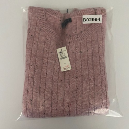 Suéter Talbots Rosa Tejido con Cable Cuello Redondo Talla Pequeña Moteado Botón Hombro - Imagen 10 de 10