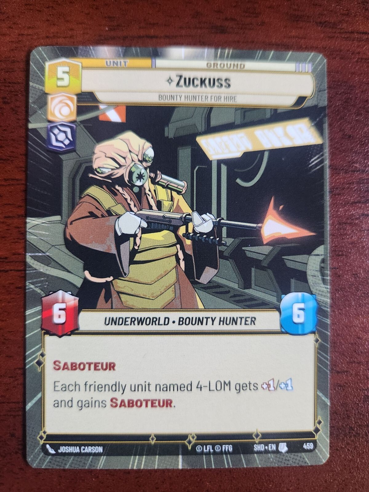 Star Wars Unlimited Shadows Of The Galaxy Hyperspace SHD Zuckuss 459