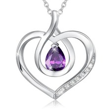 AGVANA Mothers Day Gifts for Mom Heart Birthstone Necklace for Women Sterling...
